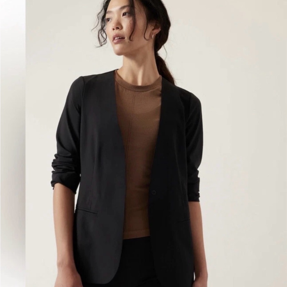 Athleta Avenue Wrinkle Free Black Blazer Career Wear Size 16 982816
